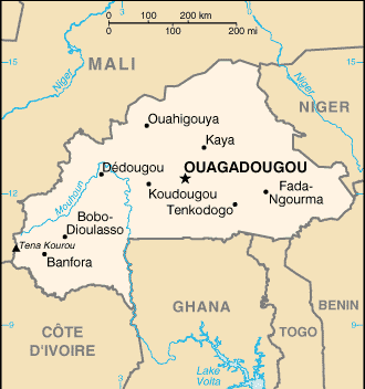 Carte qui illustre la géographie du Burkina-Faso