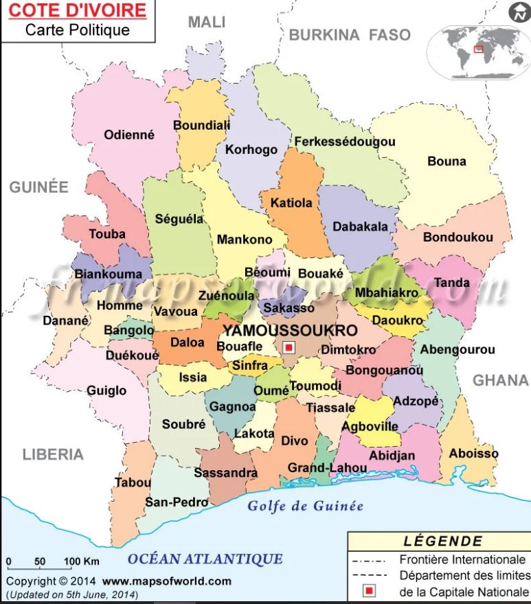 La géographie de la Côte d'Ivoire