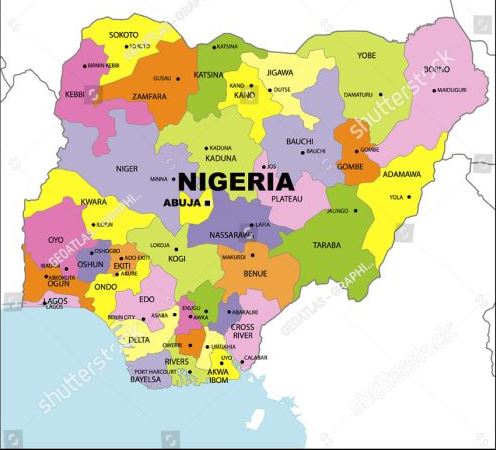 La carte illustrant la géographie du nigéria 